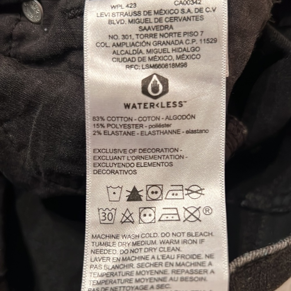 Levi Strauss signature black denim super skinny jeans distressed pants 8 girls​​ - Picture 11 of 13